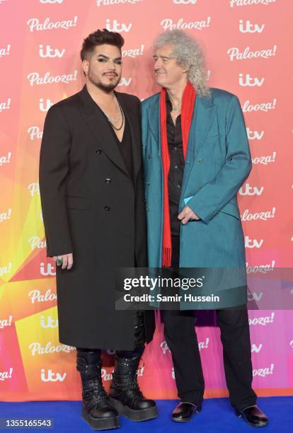 Adam Lambert and Brian May attend ITV Palooza! at the Royal Festival Hall on November 23, 2021 in London, England.