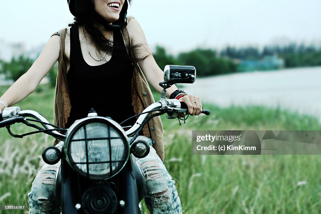 Girl riding motor