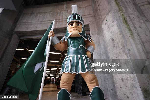 Michigan State Spartans mascot Sparty while playing the Ohio State Buckeyes at Ohio Stadium on November 20, 2021 in Columbus, Ohio.