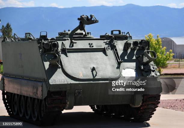 us army m113 armored personnel carrier, in public display in penrose, colorado, usa - armored personnel carrier stock pictures, royalty-free photos & images