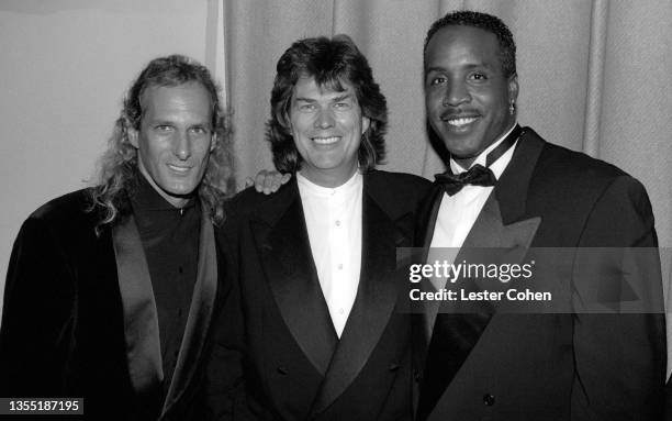 American singer and songwriter Michael Bolton, Canadian musician, composer, arranger, record producer and music executive David Foster and American...