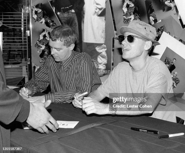 English musician, singer, songwriter and music journalist Neil Tennant and English musician, singer and songwriter Chris Lowe, of the English...