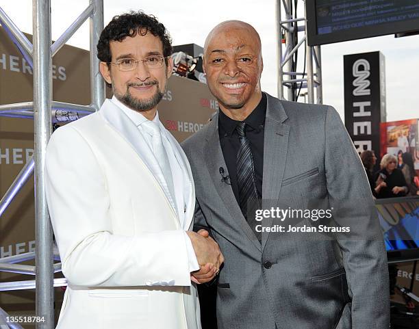 Sal Dimiceli of The Time Is Now To Help and CNN celebrity presenter J.R. Martinez arrive at 2011 CNN Heroes: An All-Star Tribute at The Shrine...
