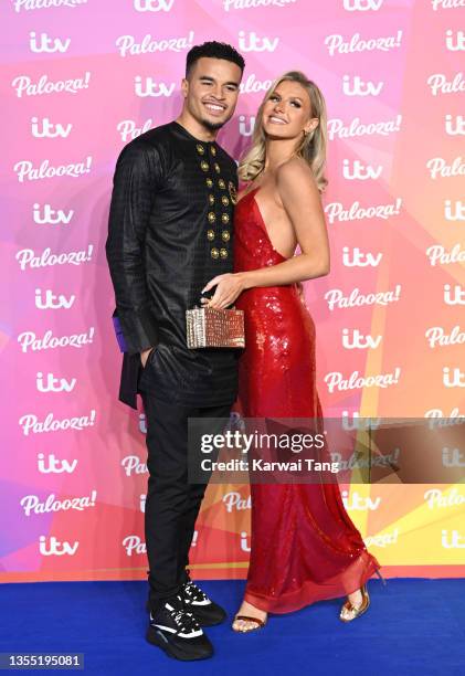 Toby Aromolaran and Chloe Burrows attend ITV Palooza! at The Royal Festival Hall on November 23, 2021 in London, England.