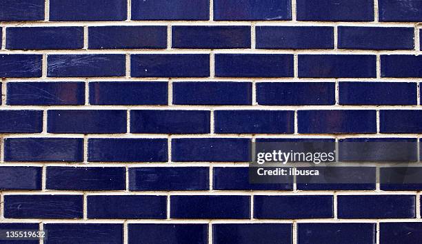 blue brick wall - blue tiles stock pictures, royalty-free photos & images