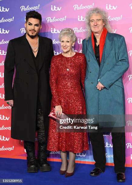 Adam Lambert, Anita Dobson and Brian May attend ITV Palooza! at The Royal Festival Hall on November 23, 2021 in London, England.