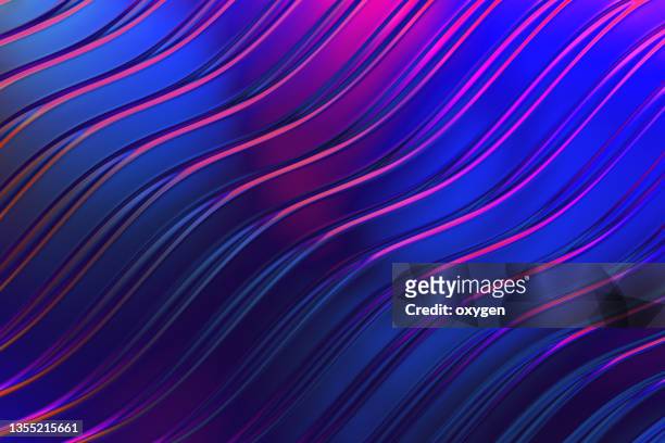 abstract trendy neon colored blue pink geometric striped parallel waves background - bright blue background fotografías e imágenes de stock