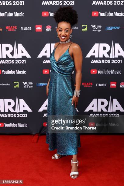 Tsehay Hawkins of The Wiggles attends the 2021 ARIA Awards at Taronga Zoo on November 24, 2021 in Sydney, Australia.