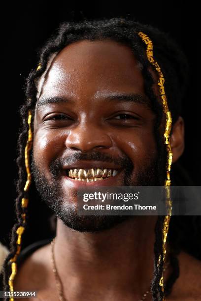 Genesis Owusu attends the 2021 ARIA Awards at Taronga Zoo on November 24, 2021 in Sydney, Australia.