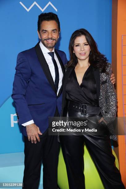 Eugenio Derbez and Alessandra Rosaldo pose for photos during Red Carpet of Amazon's Series LOL 3rd Season 'Last One Laughing', at Campo Marte, on...