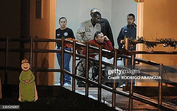 Former Panamenian dictator Manuel Noriega after arrive at the Renacer prison, 25 km south east of Panama City, on December 11, 2011. Panamanian...