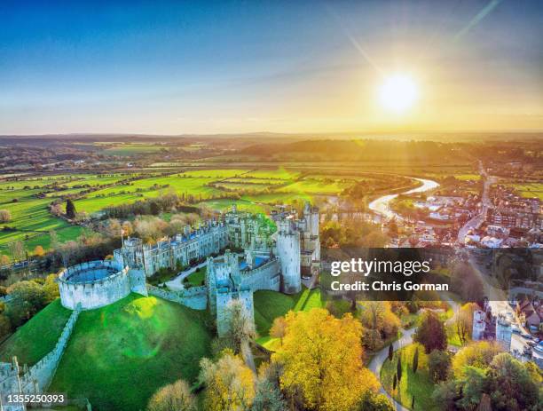 An aerial view of Arundel Castle on November 22,2021 in Arundel, England.