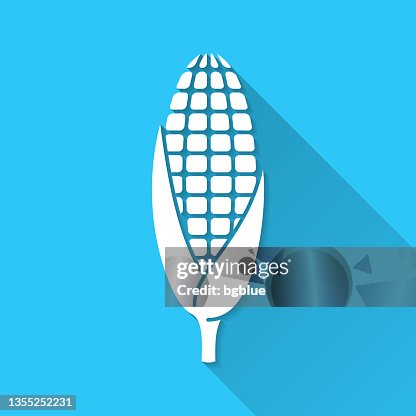 Corn. Icon on blue background - Flat Design with Long Shadow Corn. Icon on blue background - Flat Design with Long Shadow