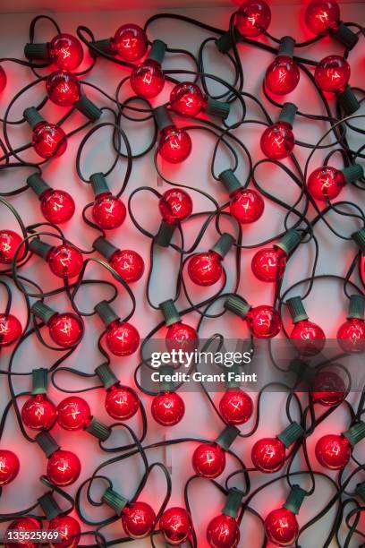 display of christmas lights. - red grant stock-fotos und bilder