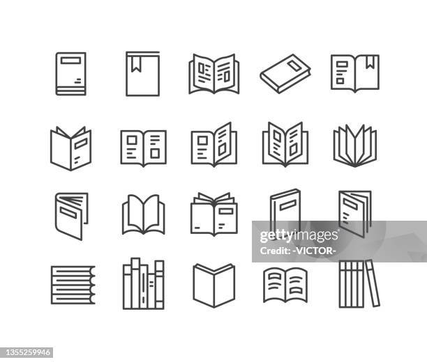 stockillustraties, clipart, cartoons en iconen met magazine icons - classic line series - books