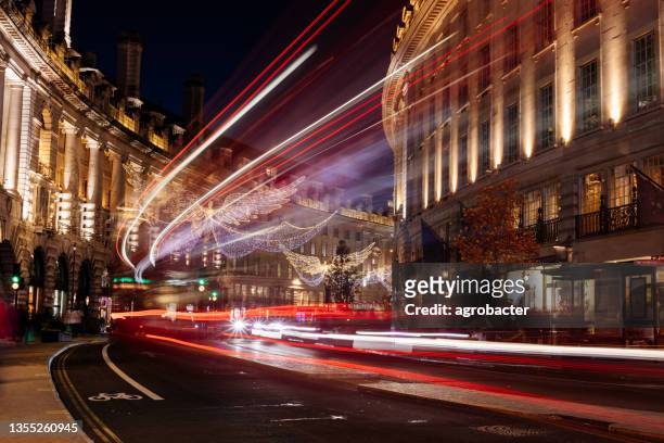 regent street christmas lights in london, uk - regent street stock pictures, royalty-free photos & images