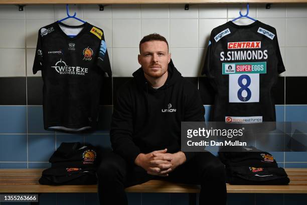 Sam Simmonds of Exeter Chiefs poses for a portrait at Sandy Park on October 22, 2021 in Exeter, England.