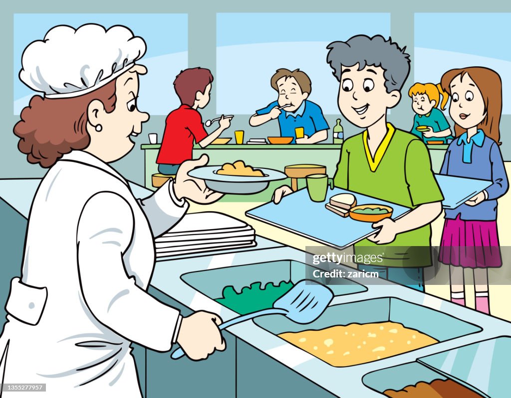 Students In Dining Room At School High-Res Vector Graphic - Getty Images