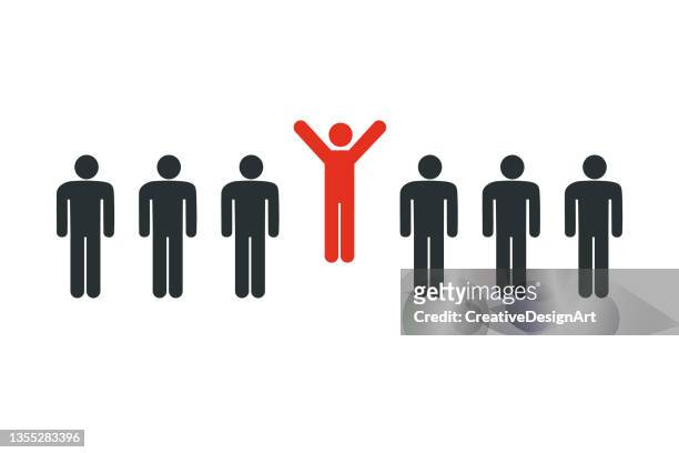 stockillustraties, clipart, cartoons en iconen met standing out from the crowd and leadership concept - stickman