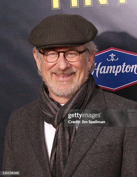 Director Steven Spielberg attends the "The Adventures of TinTin" New York premiere at the Ziegfeld Theatre on December 11, 2011 in New York City.