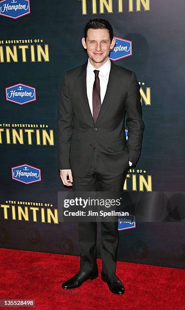 Actor Jamie Bell attends the "The Adventures of TinTin" New York premiere at the Ziegfeld Theatre on December 11, 2011 in New York City.