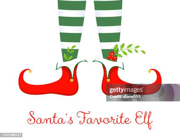 weihnachtselfenfüße mit text - elf stock-grafiken, -clipart, -cartoons und -symbole