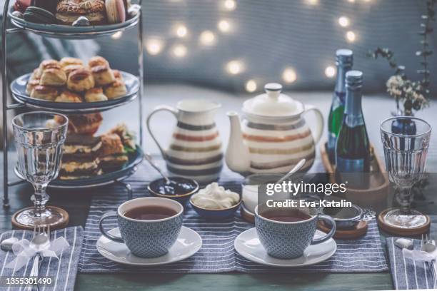 afternoon tea for two - english culture stock pictures, royalty-free photos & images