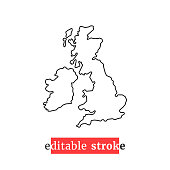 minimal editable stroke uk map icon