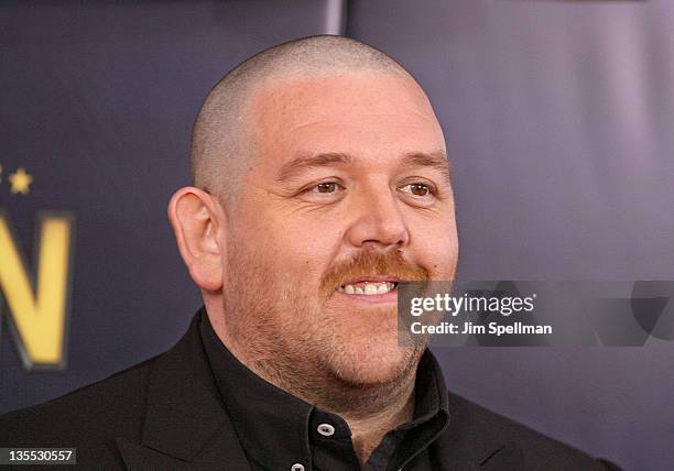 Actor Nick Frost attends the "The Adventures of TinTin" New York premiere at the Ziegfeld Theatre on December 11, 2011 in New York City.