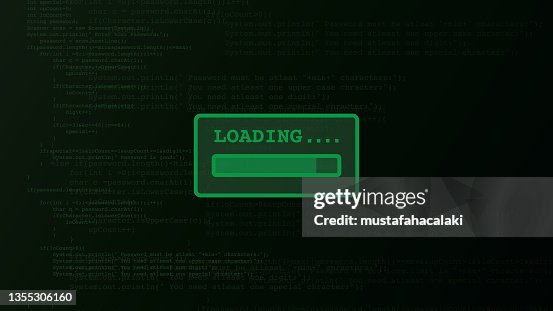 Loading Bar And Text On Restro Screen High-Res Vector Graphic - Getty ...