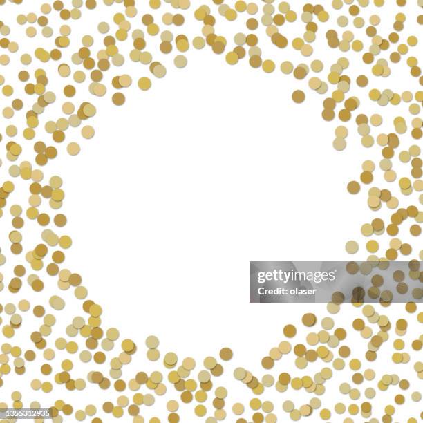 golden 3d confetti around copy space. - random dots vector stock illustrations