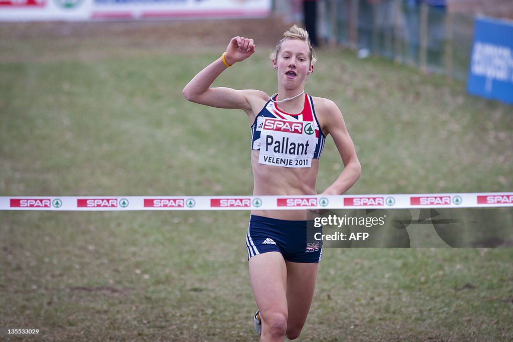 Emma Pallant of Great Britain crosses th