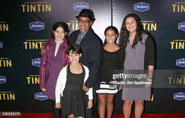 Actor Giancarlo Esposito and family attend the "The Adventures of TinTin" New York premiere at the Ziegfeld Theatre on December 11, 2011 in New York...