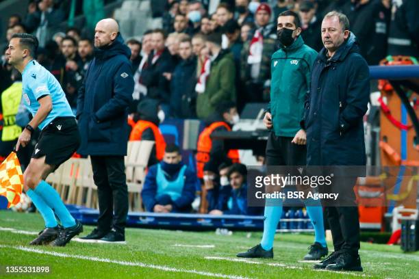 Coach Sergen Yalcin of Besiktas JK looks on during the UEFA Champions League Group Stage match between Besiktas and Ajax at Besiktas Park on November...