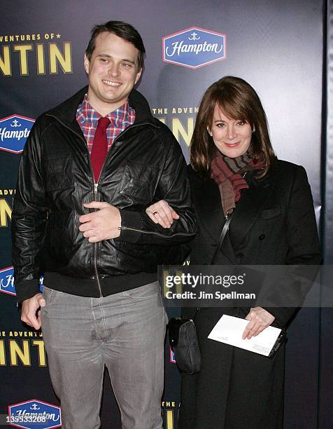 Patricia Richardson and son attend the "The Adventures of TinTin" New York premiere at the Ziegfeld Theatre on December 11, 2011 in New York City.