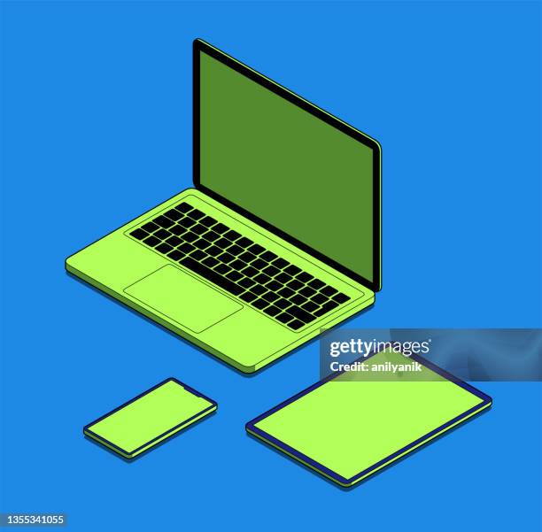 digitales tablet, smartphone und laptop - winkeldisplay stock-grafiken, -clipart, -cartoons und -symbole