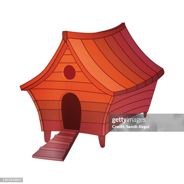 vector wooden coop illustration, single object - chicken coop stock illustrations