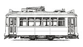 Vector drawing of an old tram from Lisbon