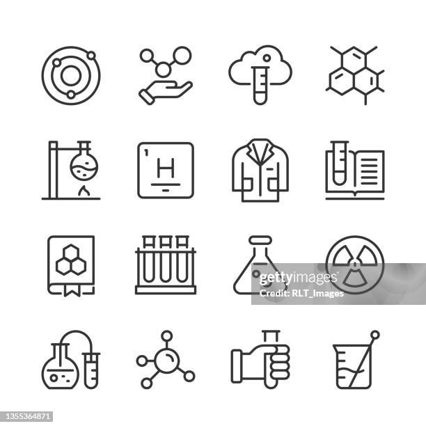 chemistry icons — monoline series - chemical lab stock illustrations