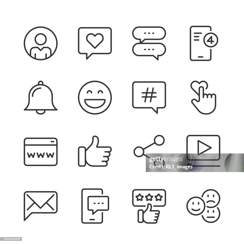 Social Media Icons — Monoline Series