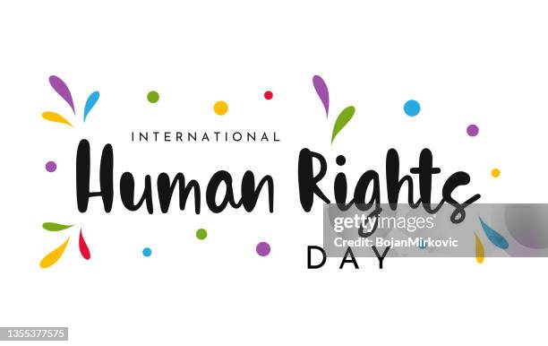 human rights day colorful card. vector - human rights stock illustrations