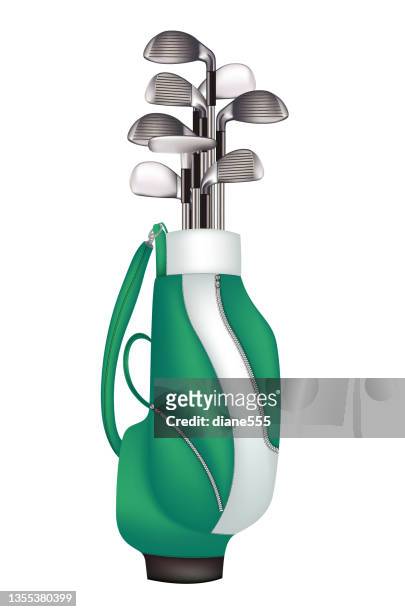 green golf bag isolated on a transparent base - golf gifts stock illustrations
