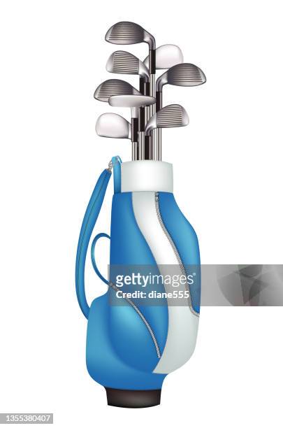 blaue golftasche isoliert auf transparentem sockel - golf caddy stock-grafiken, -clipart, -cartoons und -symbole