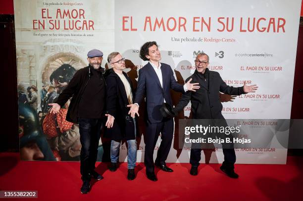 Javier Cansado, Juan Gomez Jurado, Rodrigo Cortes and Arturo Gonzalez-Campos attends to the photocall of 'El Amor En Su Lugar' Premiere Film at Verdi...