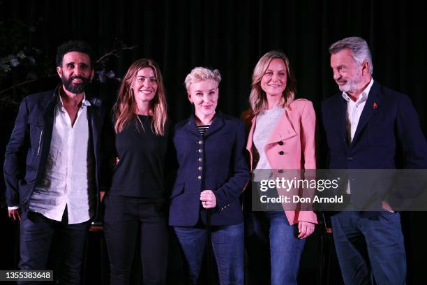 Hazem Shammas, Brooke Satchwell, Kate Mulvany, Marta Dusseldorp and Sam Neill pose during the cast announcement of Foxtel's new original crime drama...