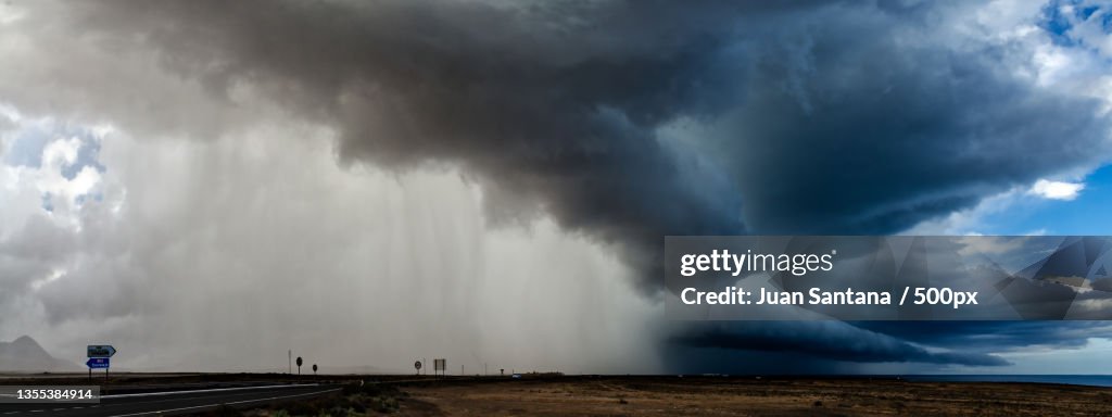 Panoramic view of storm clouds over land,Las Palmas,Spain