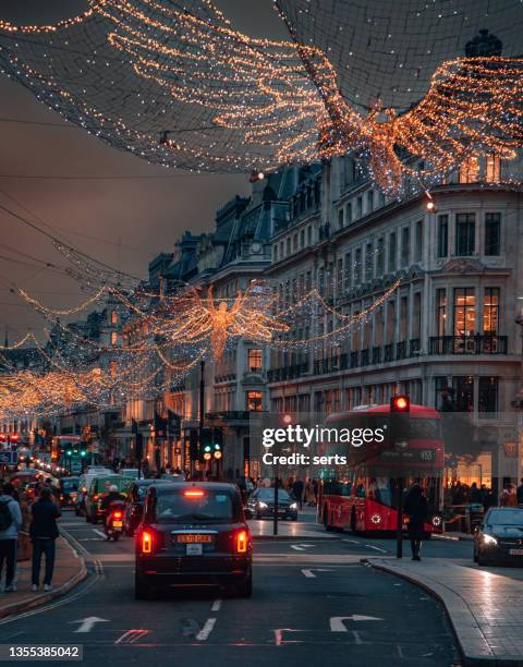 christmas lights in regent street, london, uk 2021 - oxford street christmas stock pictures, royalty-free photos & images