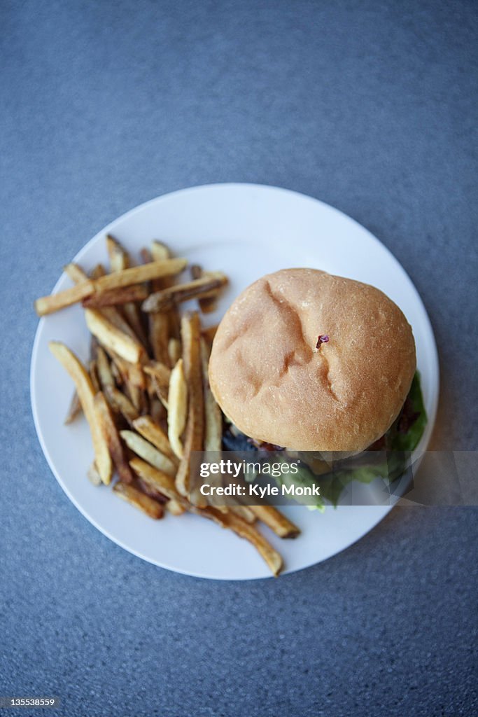 Cheeseburger and french fries