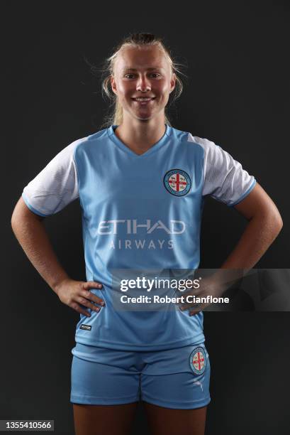 Holly McNamara of Melbourne City poses during the Melbourne City A-League headshots session at Melbourne City HQ on November 24, 2021 in Melbourne,...