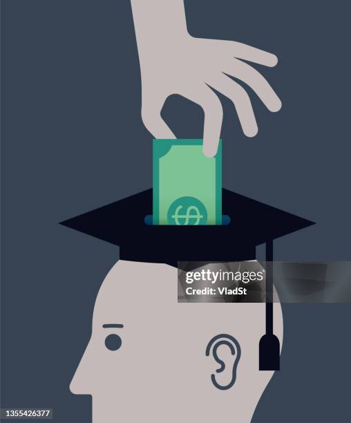 ilustraciones, imágenes clip art, dibujos animados e iconos de stock de deuda estudiantil costo de educación préstamo universitario beca de matrícula concepto ilustración - pago de matrícula